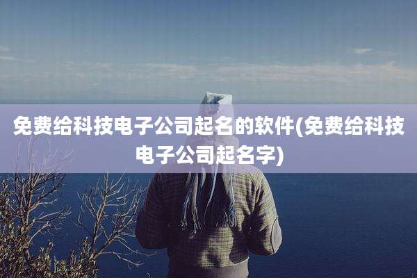 免费给科技电子公司起名的软件(免费给科技电子公司起名字)