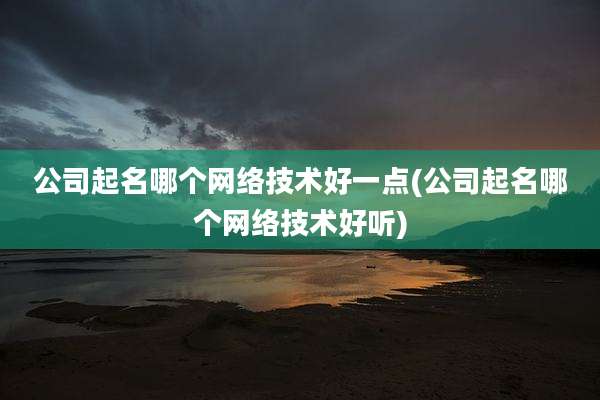 公司起名哪个网络技术好一点(公司起名哪个网络技术好听)