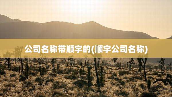 公司名称带顺字的(顺字公司名称)