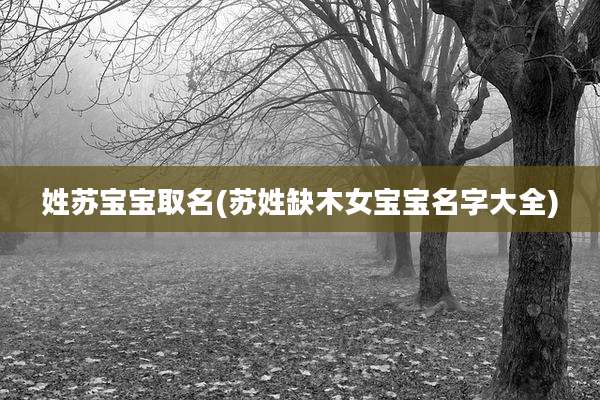 姓苏宝宝取名(苏姓缺木女宝宝名字大全)