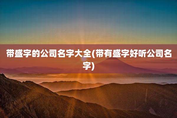 带盛字的公司名字大全(带有盛字好听公司名字)