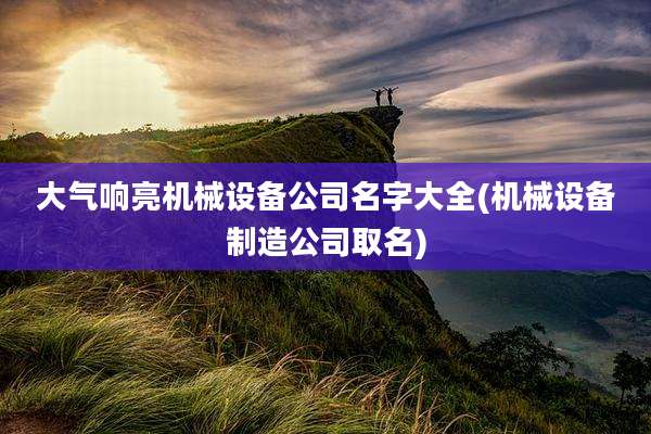 大气响亮机械设备公司名字大全(机械设备制造公司取名)