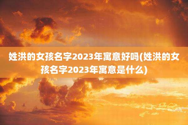 姓洪的女孩名字2023年寓意好吗(姓洪的女孩名字2023年寓意是什么)