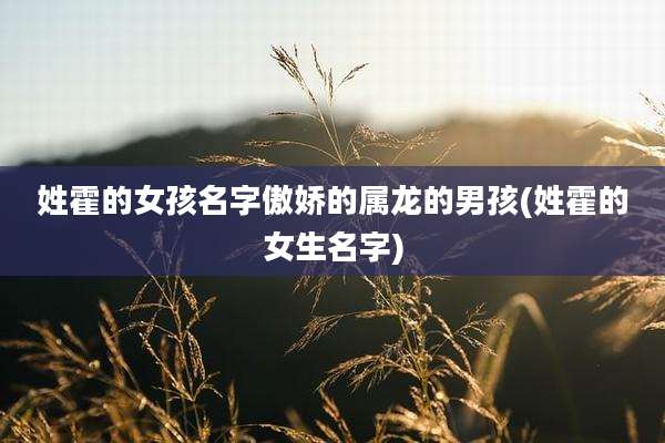 姓霍的女孩名字傲娇的属龙的男孩(姓霍的女生名字)