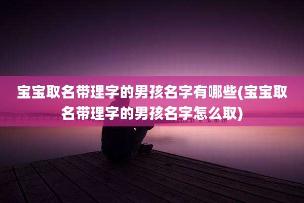 宝宝取名带理字的男孩名字有哪些(宝宝取名带理字的男孩名字怎么取)