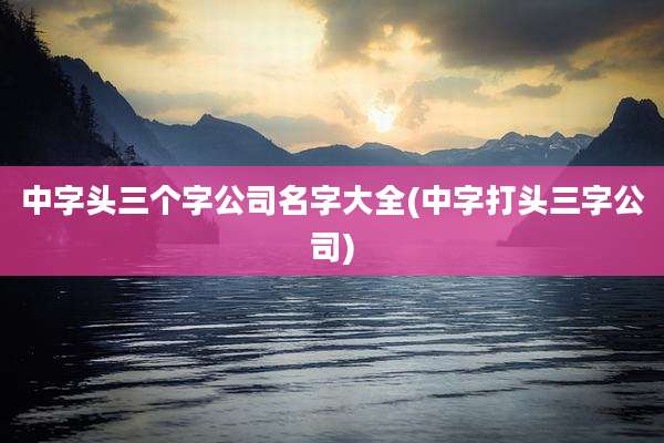 中字头三个字公司名字大全(中字打头三字公司)