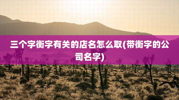 三个字衡字有关的店名怎么取(带衡字的公司名字)