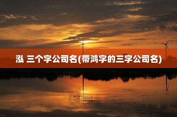 泓 三个字公司名(带鸿字的三字公司名)