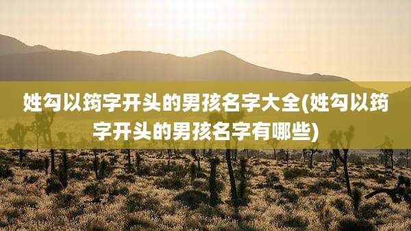 姓勾以筠字开头的男孩名字大全(姓勾以筠字开头的男孩名字有哪些)