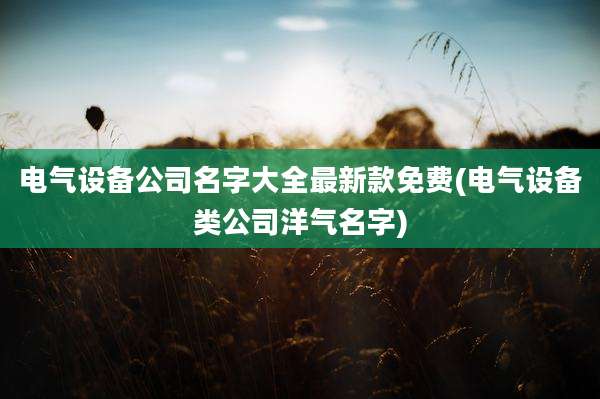 电气设备公司名字大全最新款免费(电气设备类公司洋气名字)