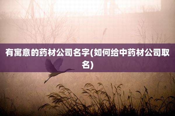 有寓意的药材公司名字(如何给中药材公司取名)