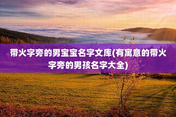 带火字旁的男宝宝名字文库(有寓意的带火字旁的男孩名字大全)