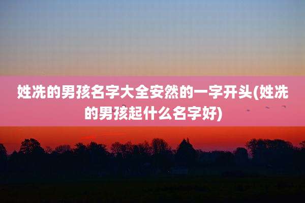 姓冼的男孩名字大全安然的一字开头(姓冼的男孩起什么名字好)