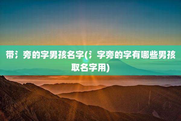 带氵旁的字男孩名字(氵字旁的字有哪些男孩取名字用)