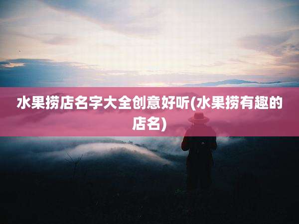 水果捞店名字大全创意好听(水果捞有趣的店名)