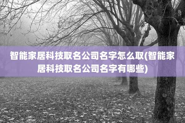 智能家居科技取名公司名字怎么取(智能家居科技取名公司名字有哪些)