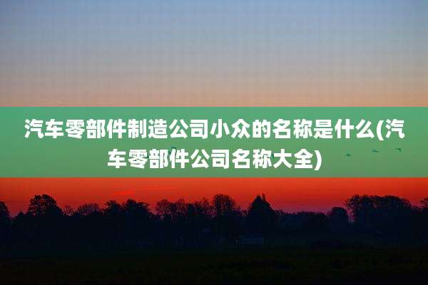汽车零部件制造公司小众的名称是什么(汽车零部件公司名称大全)