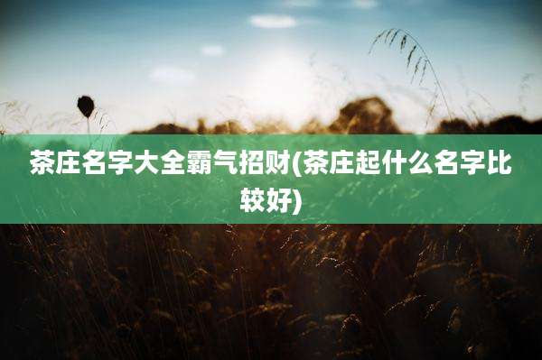 茶庄名字大全霸气招财(茶庄起什么名字比较好)