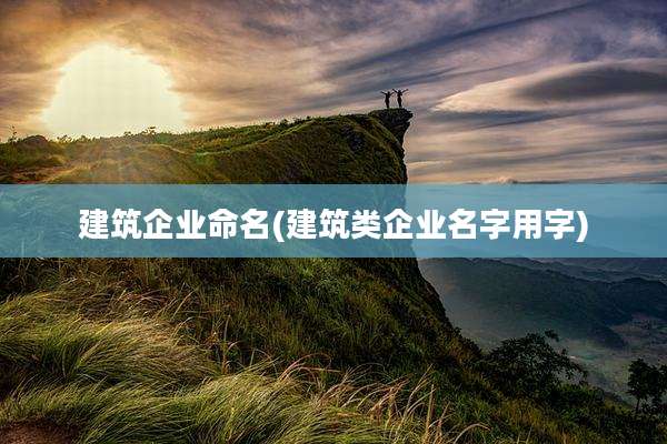 建筑企业命名(建筑类企业名字用字)
