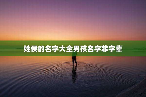 姓侯的名字大全男孩名字菲字辈