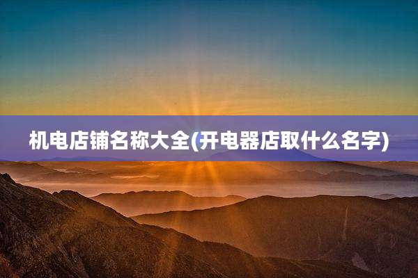 机电店铺名称大全(开电器店取什么名字)