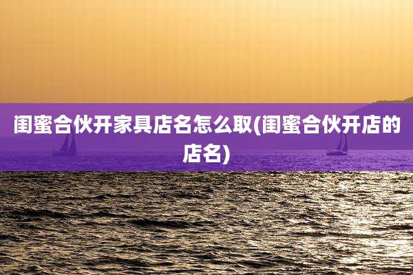 闺蜜合伙开家具店名怎么取(闺蜜合伙开店的店名)