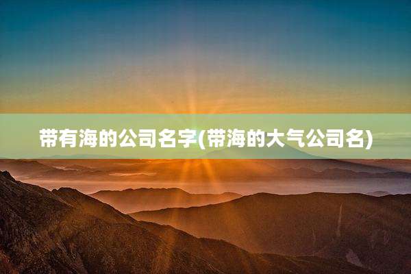 带有海的公司名字(带海的大气公司名)