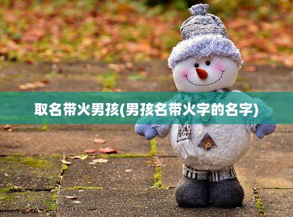 取名带火男孩(男孩名带火字的名字)