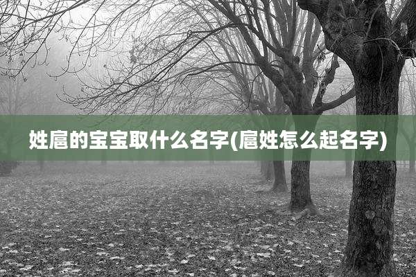 姓扈的宝宝取什么名字(扈姓怎么起名字)