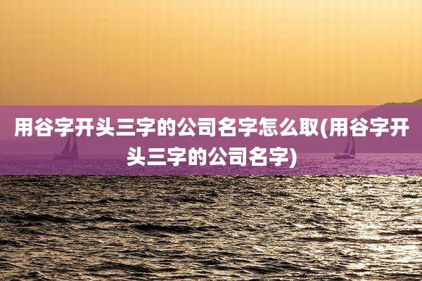 用谷字开头三字的公司名字怎么取(用谷字开头三字的公司名字)