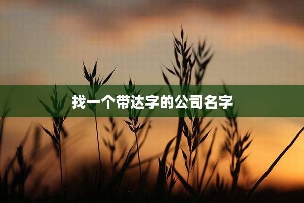 找一个带达字的公司名字