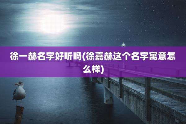 徐一赫名字好听吗(徐嘉赫这个名字寓意怎么样)