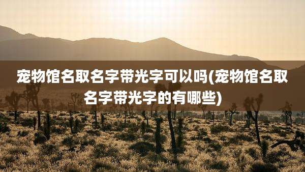 宠物馆名取名字带光字可以吗(宠物馆名取名字带光字的有哪些)