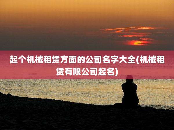 起个机械租赁方面的公司名字大全(机械租赁有限公司起名)