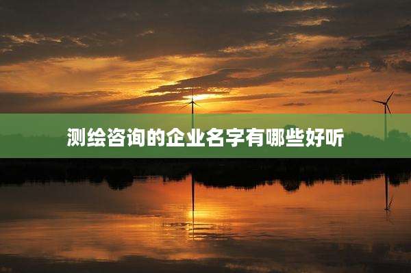 测绘咨询的企业名字有哪些好听