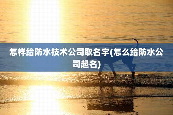 怎样给防水技术公司取名字(怎么给防水公司起名)