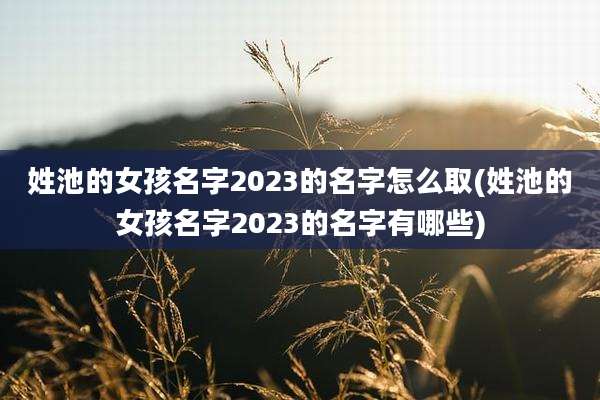 姓池的女孩名字2023的名字怎么取(姓池的女孩名字2023的名字有哪些)