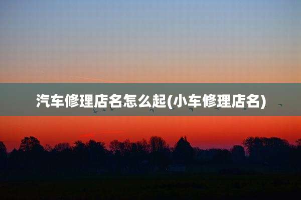 汽车修理店名怎么起(小车修理店名)