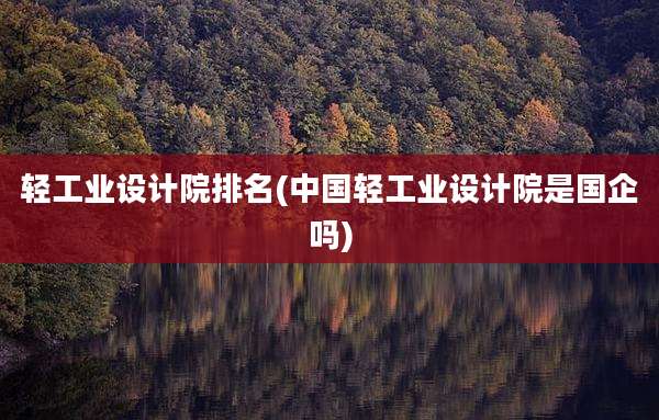 轻工业设计院排名(中国轻工业设计院是国企吗)