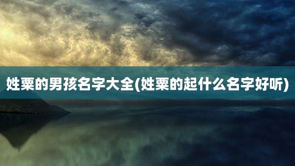 姓粟的男孩名字大全(姓粟的起什么名字好听)