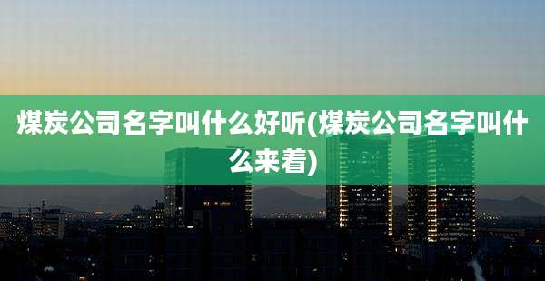 煤炭公司名字叫什么好听(煤炭公司名字叫什么来着)