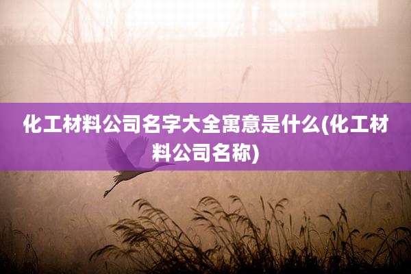 化工材料公司名字大全寓意是什么(化工材料公司名称)