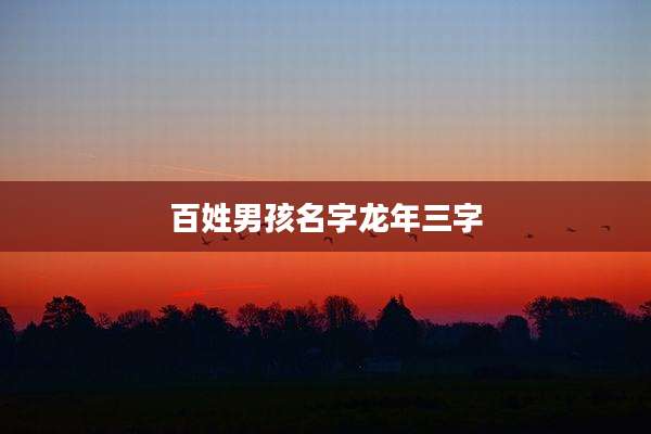 百姓男孩名字龙年三字