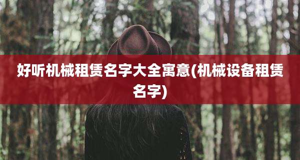好听机械租赁名字大全寓意(机械设备租赁名字)