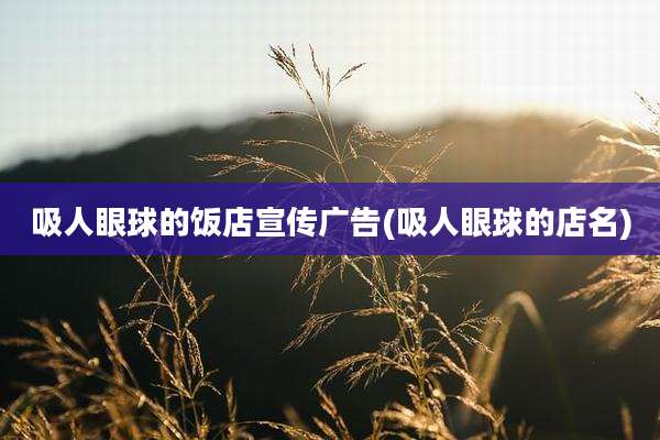 吸人眼球的饭店宣传广告(吸人眼球的店名)