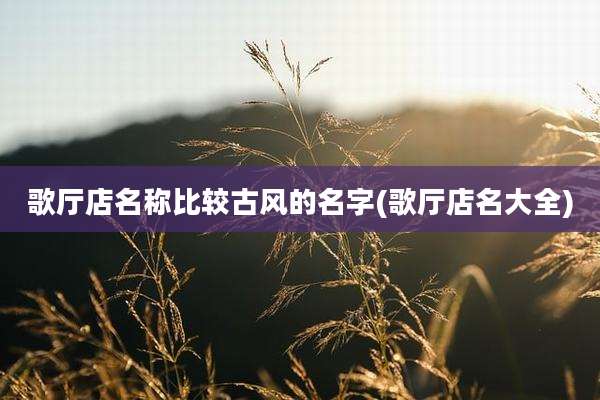 歌厅店名称比较古风的名字(歌厅店名大全)