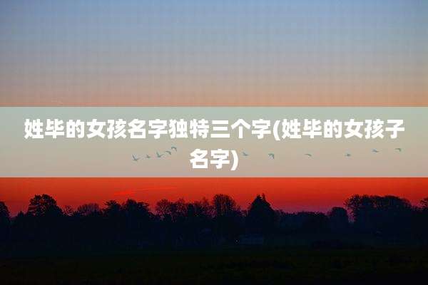 姓毕的女孩名字独特三个字(姓毕的女孩子名字)