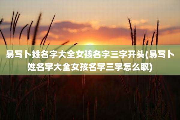 易写卜姓名字大全女孩名字三字开头(易写卜姓名字大全女孩名字三字怎么取)