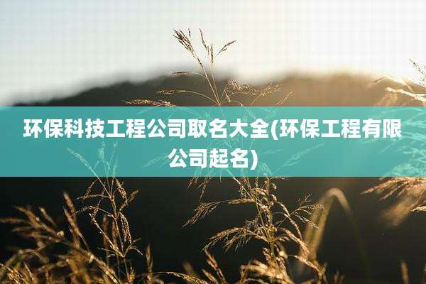 环保科技工程公司取名大全(环保工程有限公司起名)