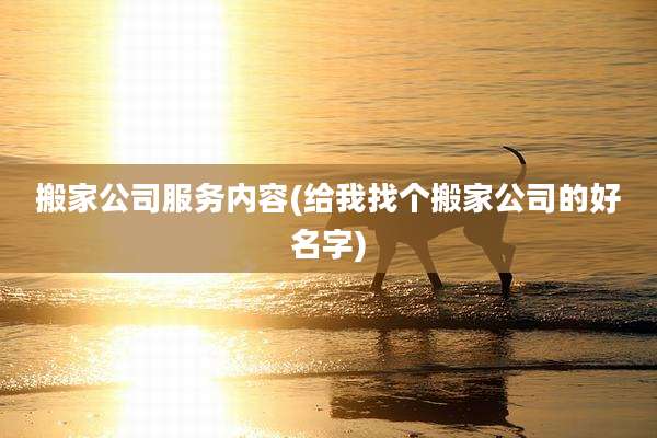 搬家公司服务内容(给我找个搬家公司的好名字)